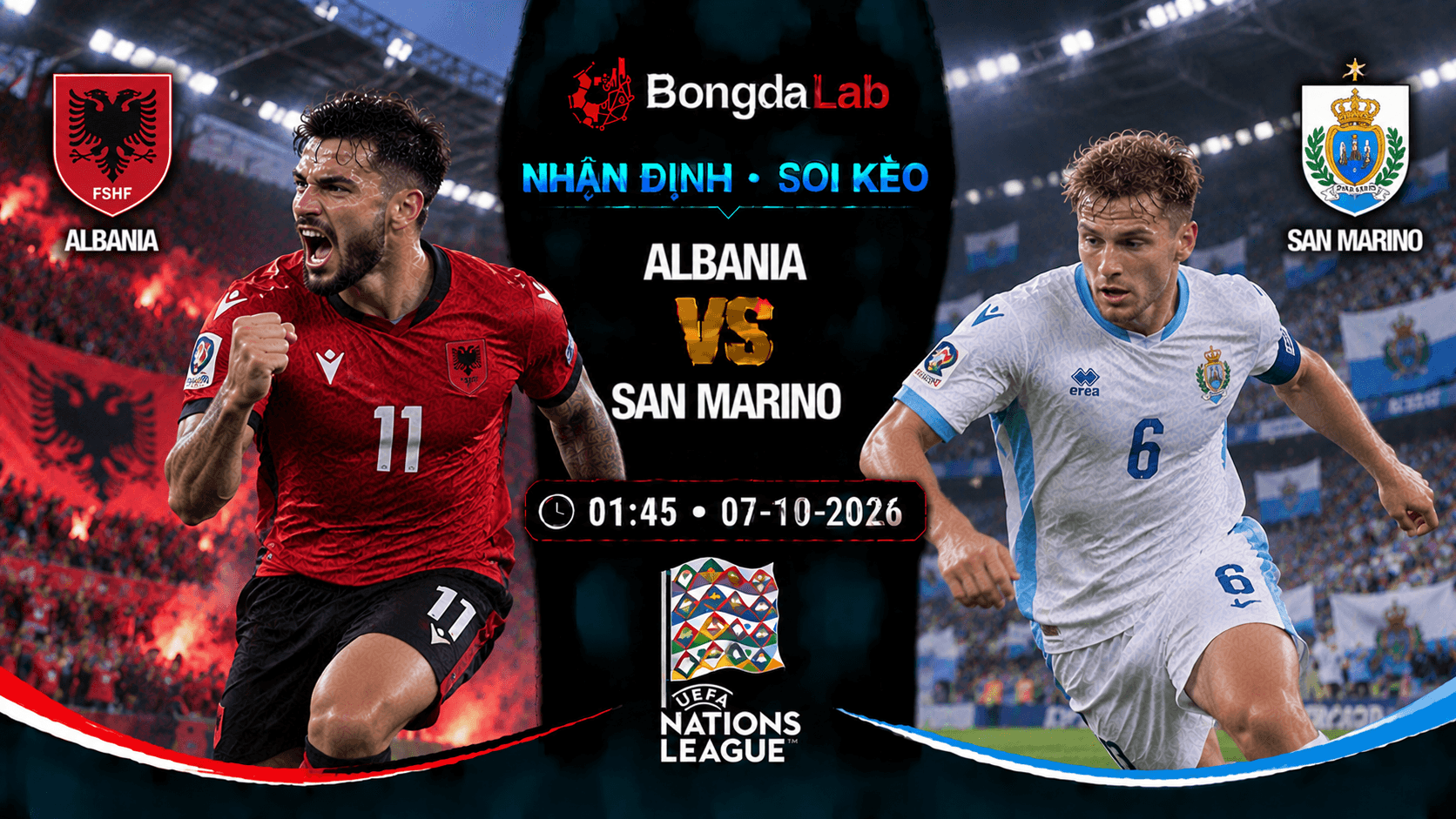Nhận định, soi kèo Albania vs San Marino, 01:45 ngày 07/10/2026